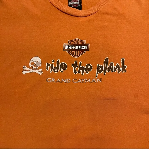 Harley Davidson Men's Orange Ride The Plank Grand Cayman Short Sleeve Shirt 2XL - Picture 4 of 9